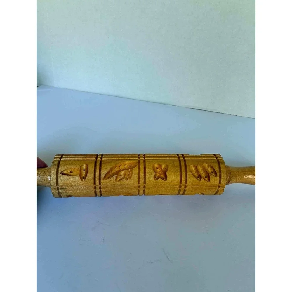 Vintage Springerle Rolling Pin 14.25